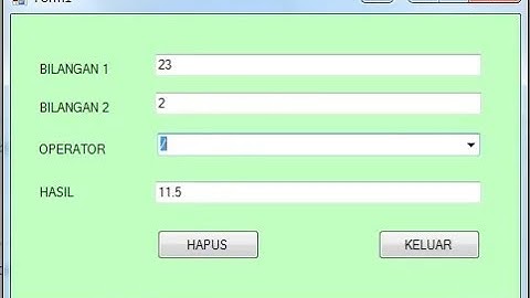 Membuat Penjumlahan Dengan Menggunakan Combobox