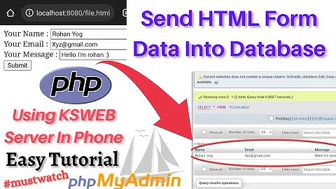 How to Send HTML Form Data into Database 🔥 phpmyadmin  Using Android Phone  || Rohan Yog