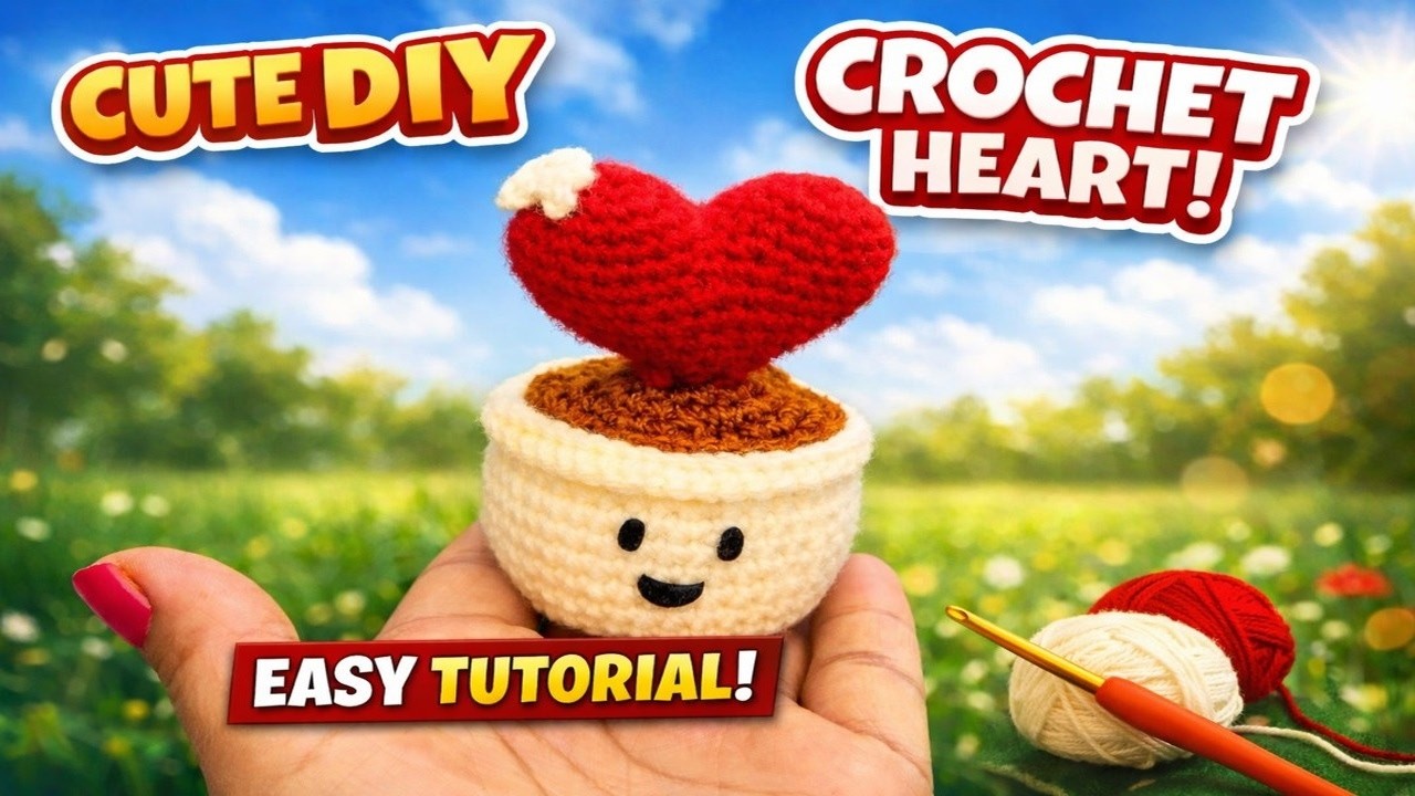 How to Crochet a Cute Heart Plant ❤️🌱 | Easy Beginner Tutorial