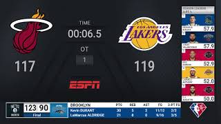 Heat @ Lakers | NBA on ESPN Live Scoreboard