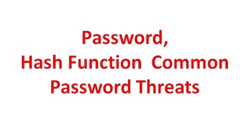 Passwords | Hash Function | Common Password Threats | Cyber Security