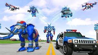 Mobil Polisi AS Berubah Jadi Robot Gajah | Robot Elephant Police Transport Game screenshot 4