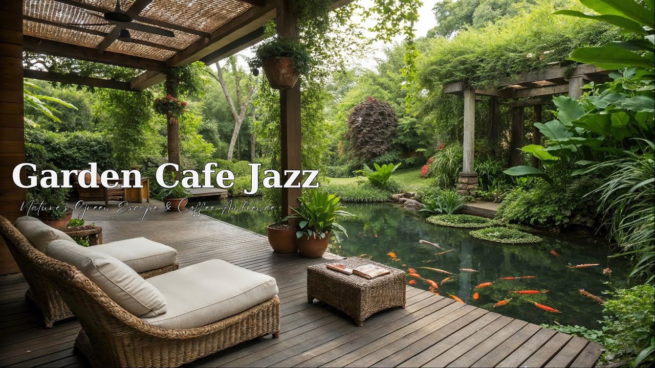 Calm Garden Cafe Jazz | Relaxing Jazz Music, Morning Coffee & Peaceful Vibes by the Pond