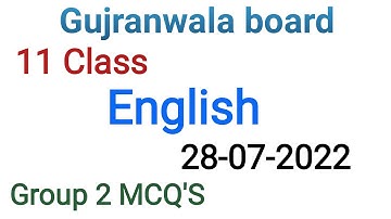 11 Class English question paper 2022| Gujranwala board group 2 mcqs question paper| #questionspaper