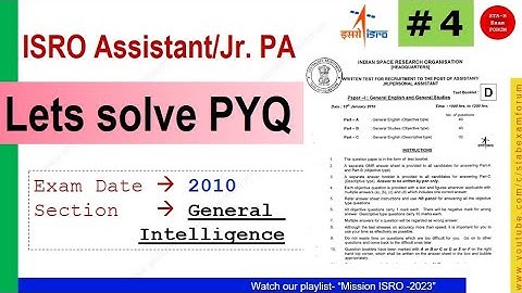 ISRO Assistant UDC JPA Previous Year Question Paper | 2010 | General Intelligence and Reasoning