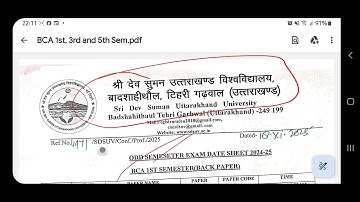 EXTERNAL EXAM DATE SHEET ANNOUNCEMENT BY SRI DEV SUMAN UTTRAKHAND UNIVERSITY BACK ND MAIN BCA 1/3/5