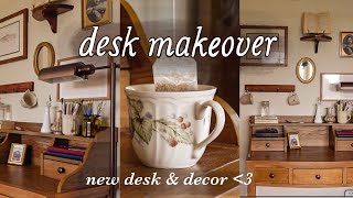 Aesthetic Desk Makeover || vintage, cozy desk set up & thrift haul 🕰️