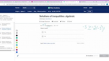 Solutions of inequalities  algebraic practice   Khan Academy   Google Chrome 2020 04 02 11 06 32