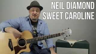 Neil Diamond - Sweet Caroline - Easy Songs on Acoustic Guitar Lesson - How to Play on Guitar