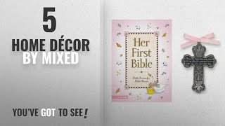 Top 10 Home Décor By Mixed [ Winter 2018 ]: Baby Girl First Bible and 4 Pewter Baptism Guardian