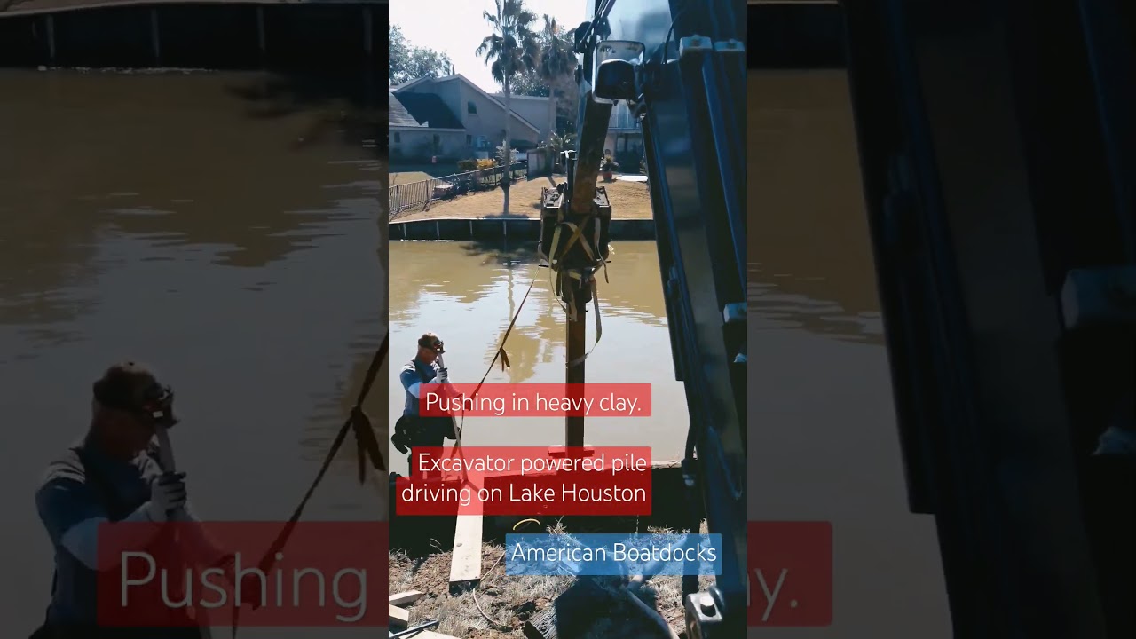 Pile driving in heavy clay- Americaboatdocks.com 
