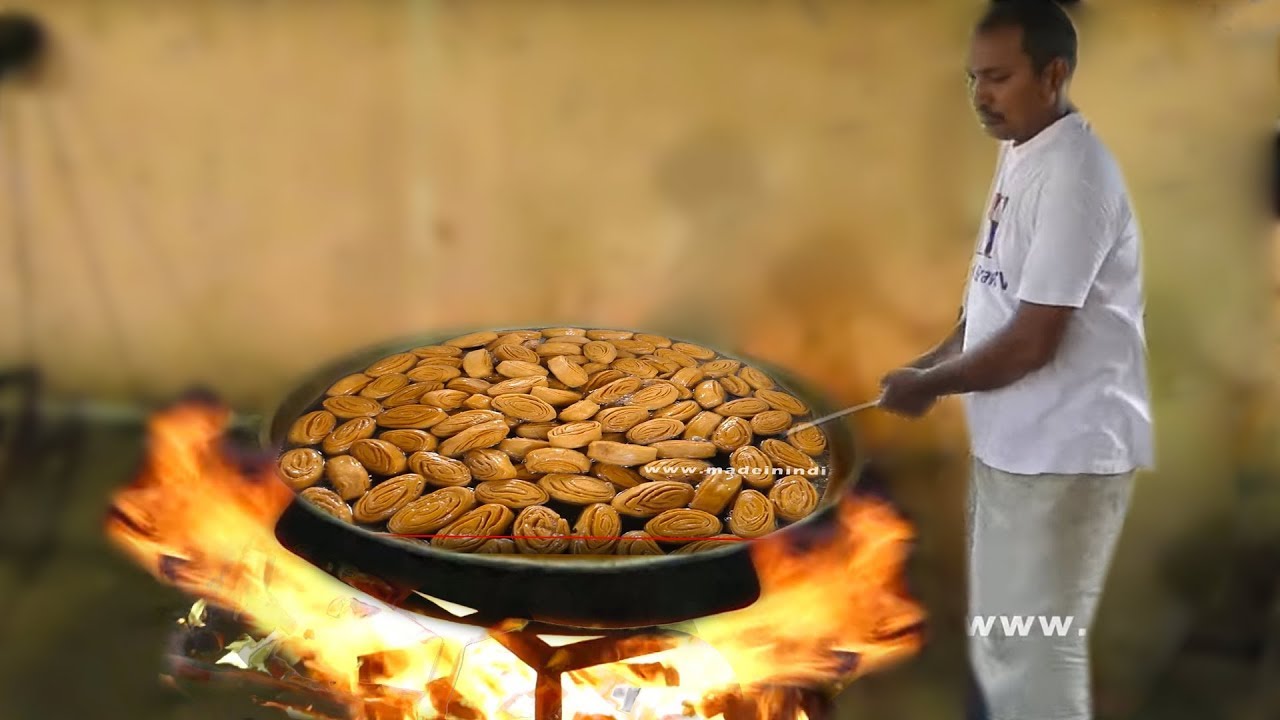 #MadathaKaja Making In Sweet Shop | Chirote Recipe | Traditional Sweet Recipe | Street Food | STREET FOOD
