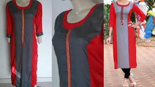How to make designer kurti with designer neck tutorial| designer kurti with designer neck making
