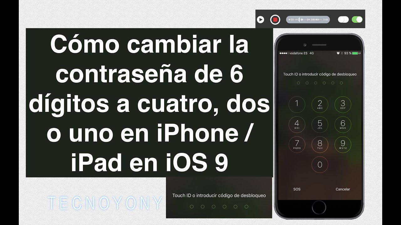 Como cambiar contraseña en iPhone, iPad, de 6 dígitos a