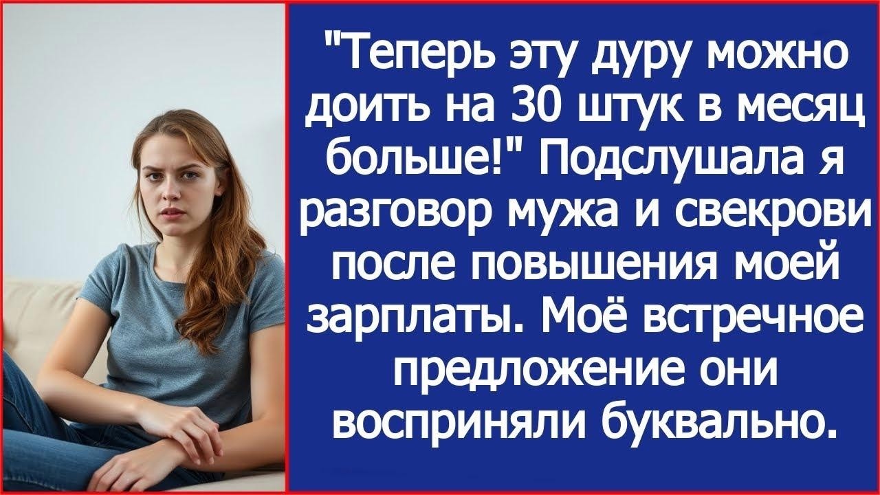 Теперь эту дуру можно доить на 30 тыщ в месяц больше! Шептались муж и свекровь после моего повы