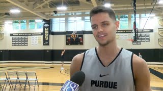 Purdue basketball's Cam Heide prepares to take the floor
