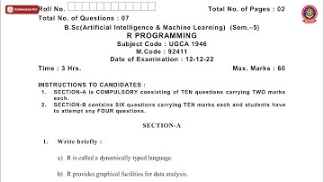BSC 5TH SEM AIML R PROGRAMMING DEC 2022 | PTU