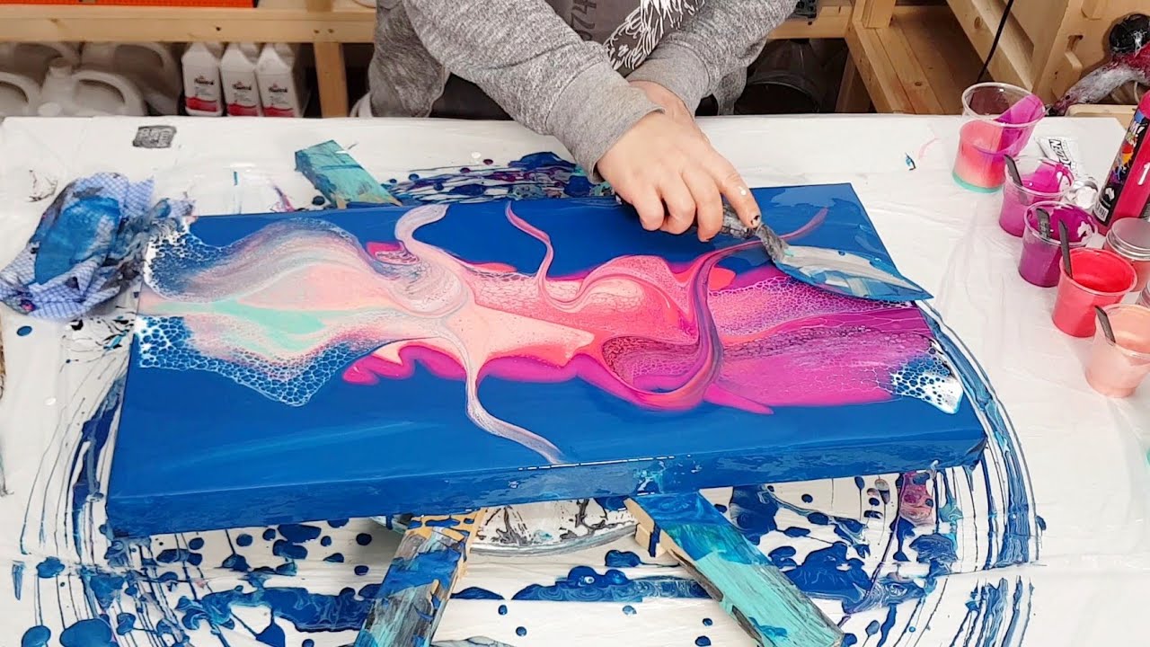 GORGEOUS SWIPE!! 💙 Acrylic Pour Painting - Abstract Painting - YouTube