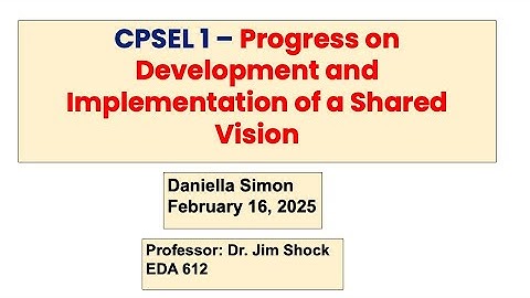 Progress on Development and Implementation of a Shared Vision