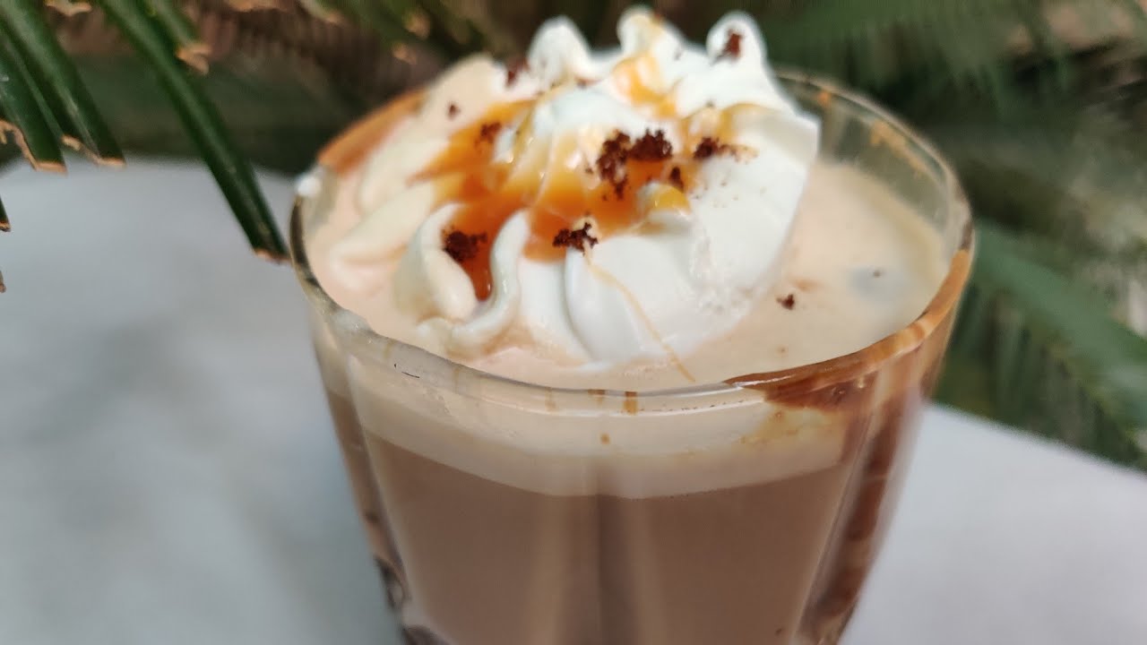 Iced Caramel Latte Cold Coffee without blender YouTube