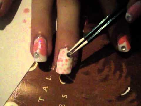 Cute Heart and Pearl Nail Design