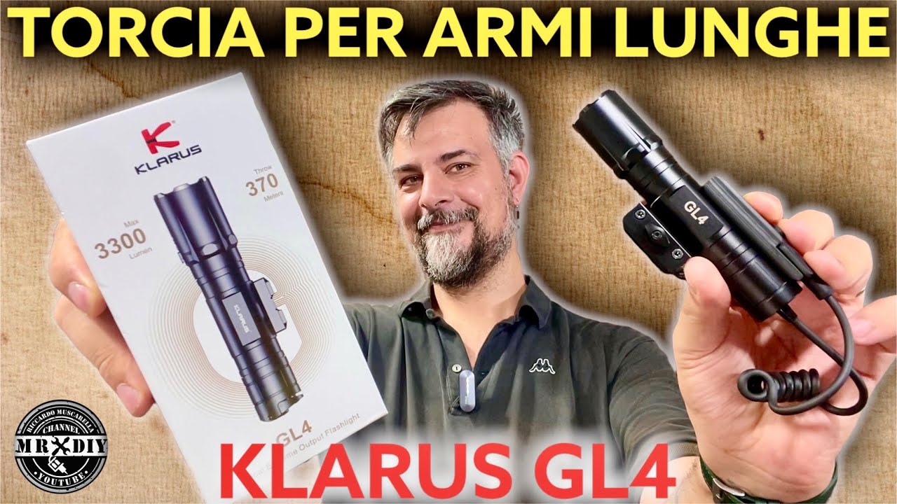 Torcia tattica per arma lunga a KLARUS GL4. 3300 lumen 370 metri.Torcia  militare per fucile. polizia 