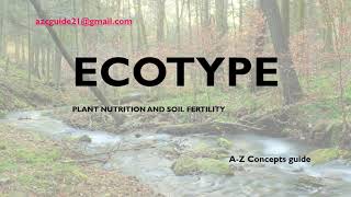 The Ecotype Concept | Ecotype | Urdu/ Hindi  | A-Z Concepts guide