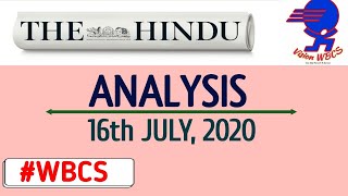 The Hindu Newspaper Analysis For 16th July, 2020 (Current Affairs For WBCS )