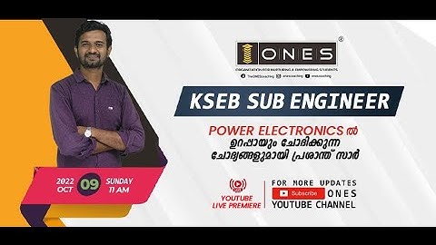 KPSC | KSEB SUB ENGINEER | OVERSEER | Power Electronics | YOUTUBE Practice Question Session - Part 2
