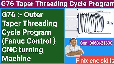 G76 Taper Threading Cycle Program ! OD Taper Thread Program ! Outer Taper  #cnc #cncprogramming