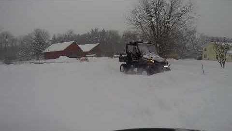 Polaris Ranger 500 Plowing after 11 inches of snow.