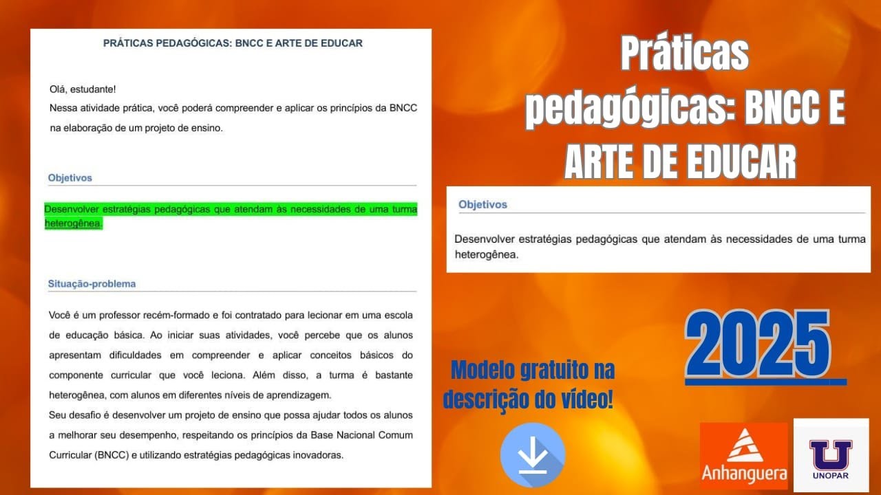 Práticas pedagógicas: BNCC E ARTE DE EDUCAR 2025 Unopar - Anhanguera ...