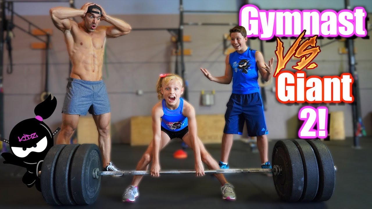 ⁣Gymnast vs Giant 2!  Who is stronger, Payton or the Bodybuilder?
