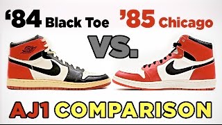 1984 Black Toe PE vs. 1985 AJ1 Chicago PE - Comparison