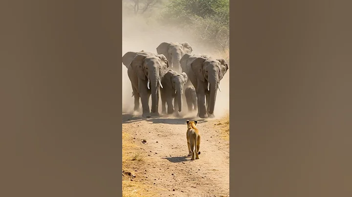 Unbelievable Clash | Lion Collides with Elephant Stampede thumbnail