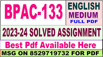 bpac 133 solved assignment 2023-24 || bpac 133 solved assignment 2024 in English || bpac 133 english