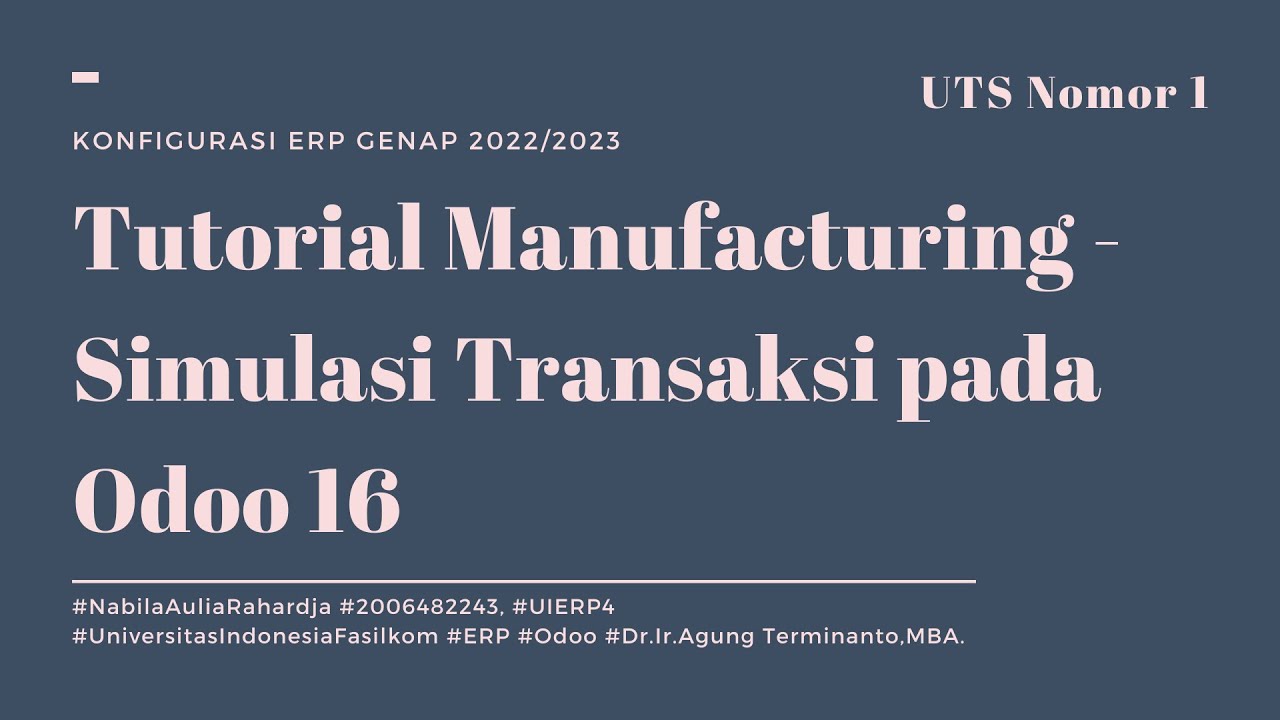 (13b) Tutorial Manufacturing - Pembuatan Work Center pada Odoo 16 - YouTube