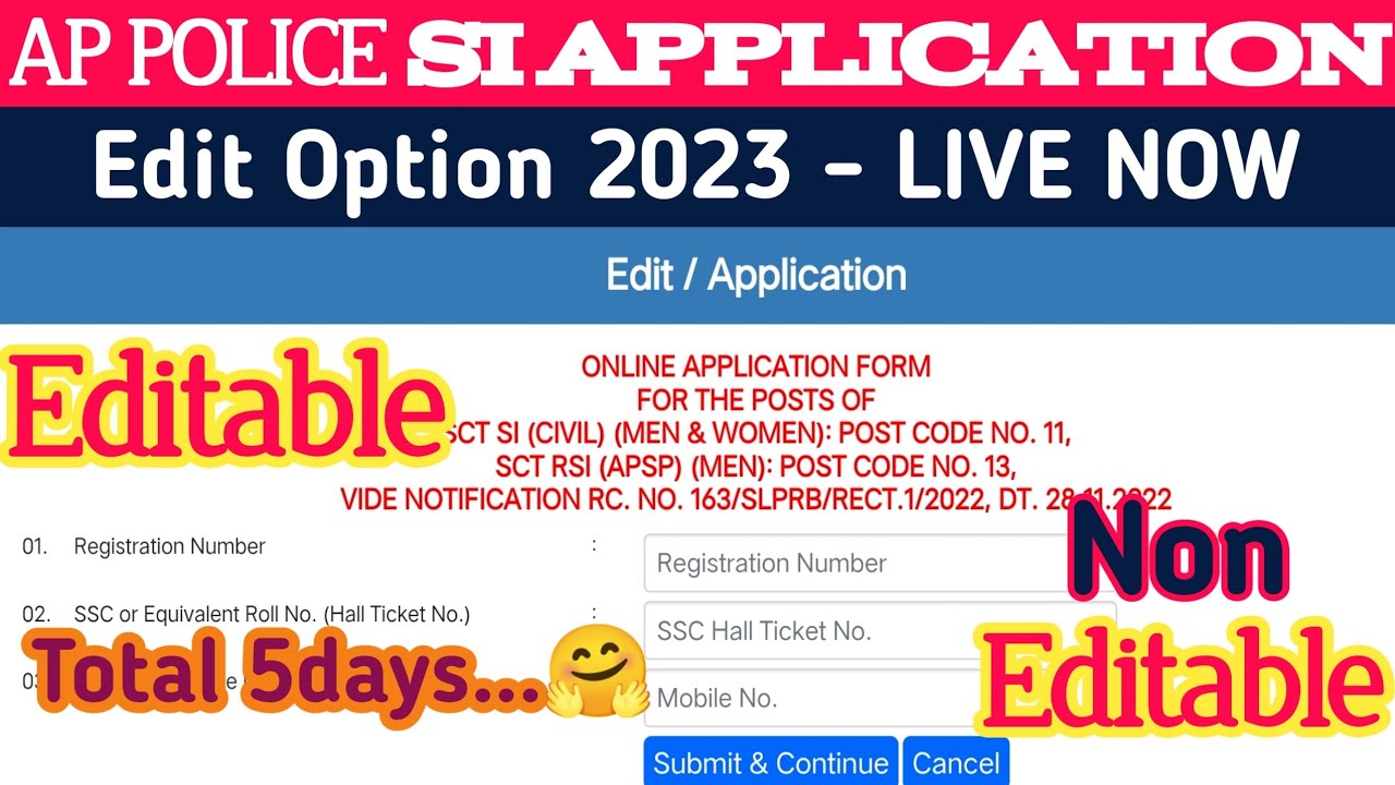 Edit option for AP SI online application 2022 | How to correction AP SI application |Knowhowతెలుగు