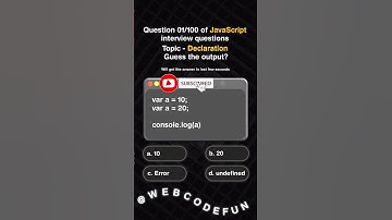 1/100 JavaScript interview questions quiz #shorts #ytshorts #interview #javascript