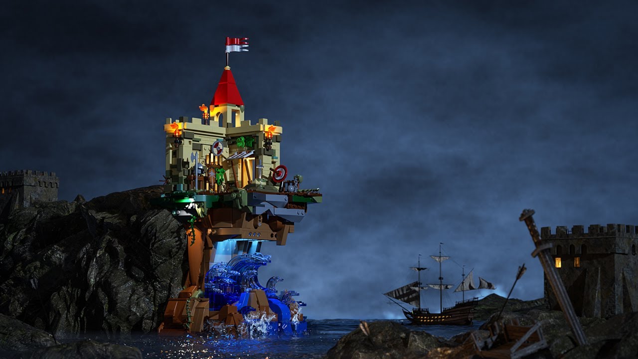 Funwhole - F9005 Castle on The Cliff Building Set - YouTube