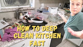 HOW TO CLEAN A MESSY KITCHEN FAST // Late Night Cleaning