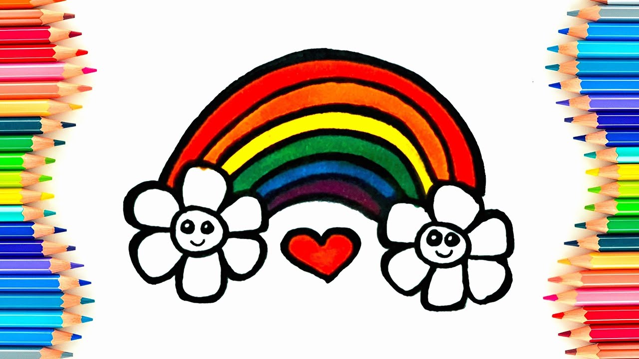 Easy Rainbow Flower Drawing Tutorial for Kids - YouTube