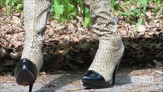 ANIA - over knee boots and a leopard dress