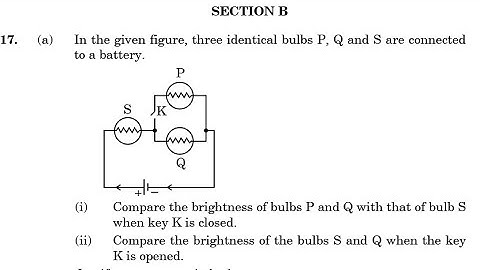 In the given figure, three identical bulbs P, Q and S are connected to a battery.PSQ13(1) Com