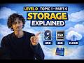 Level 0 → Topic 1 → Part 4 | Storage Explained 🔥 (HDD vs SSD vs Cloud)
