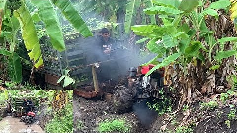 Xe công nông hai câu chở chuối gặp lầy nước và cái kết của pha xử lý của tài xế