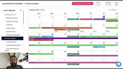 Event calendar week view, labels and popover event list