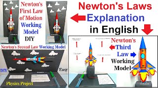 newton's laws of motion (first, second and third law) working model explanation english| howtofunda