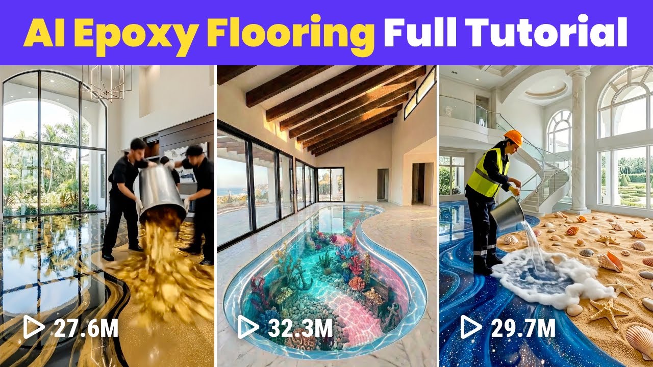 How to Create Viral AI Epoxy Flooring Videos | New AI Niche Full Tutorial Step by Step