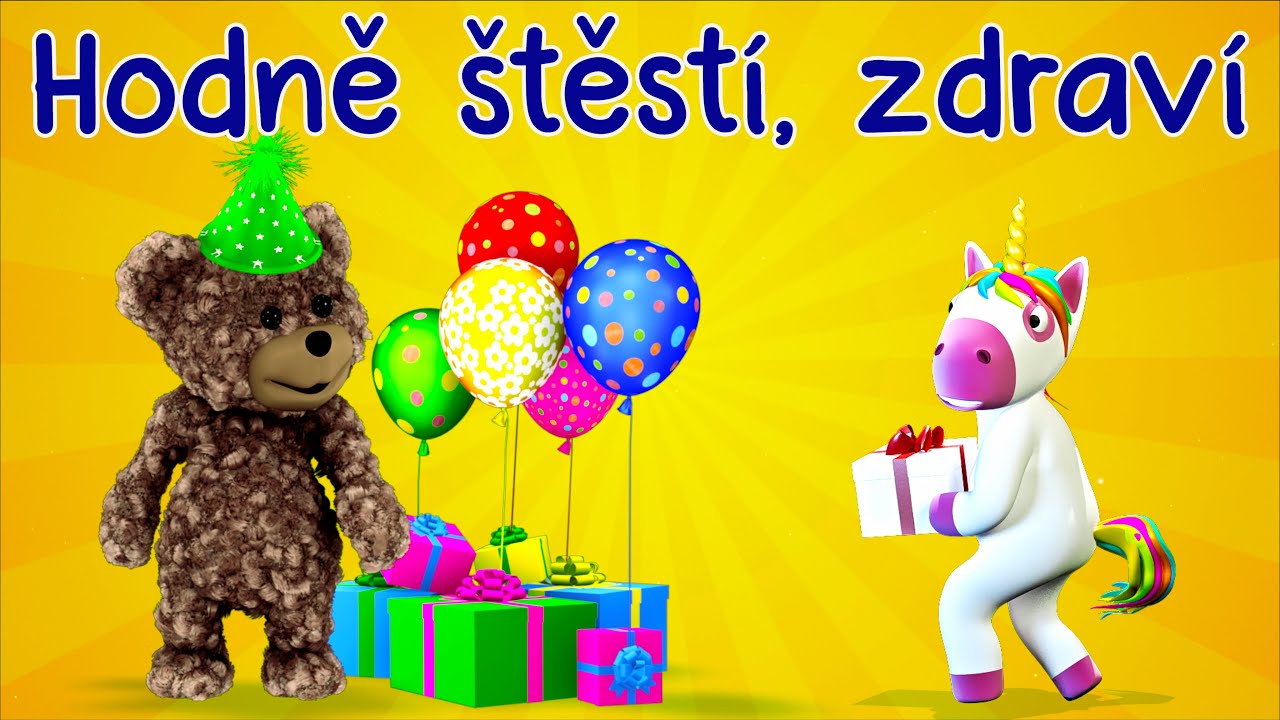 Hodně Štěstí Zdraví 🎂 Narozeninová Písnička pro děti | Unicorn a medvídek | HAPPY BIRTHDAY SONG